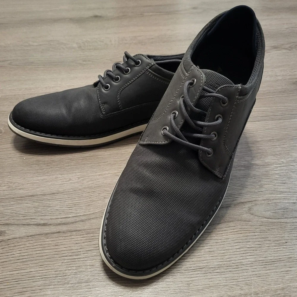 ALDO Men's Dark Gray‎ Textured Oxford Derby Shoes Lace Up Office Business 9.5